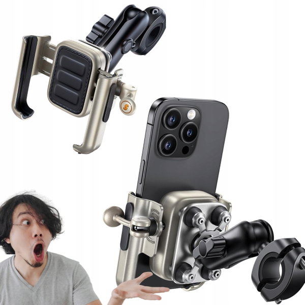 Metalowy uchwyt na telefon Lamicall na motocykl rower antywstrząsowy 360°