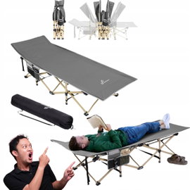 Łóżko polowe składane kempingowe Sportneer 188x71 cm turystyczne szare