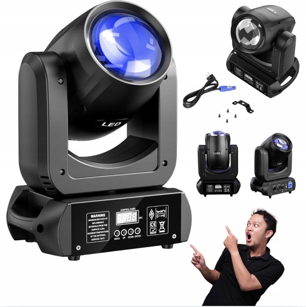 Ruchoma Głowica LED 150W Spot Beam GOBO DMX Wesele Disco Bar DJ czarna
