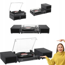 Gramofon Vintage Udreamer z podwójnymi głośnikami stereo Bluetooth 5.3 2
