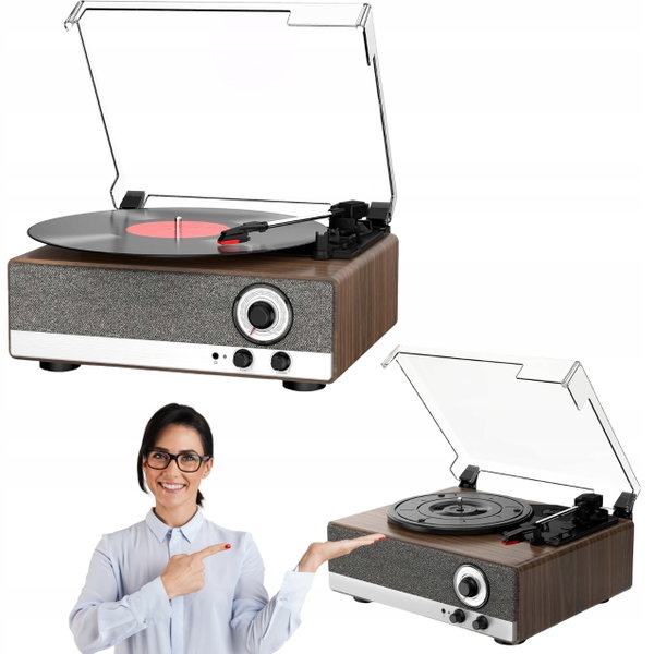 Gramofon Bluetooth z głośnikami 3 prędkości 33/45/78 Obr./min styl retro