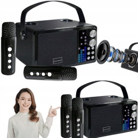Zestaw do karaoke Bluetooth 2 mikrofony LED głośnik przenośny USB TF AUX
