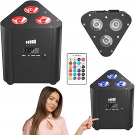 Reflektor sceniczny lampa LED PAR RGBW akumulator DMX z pilotem 3x4W Disco