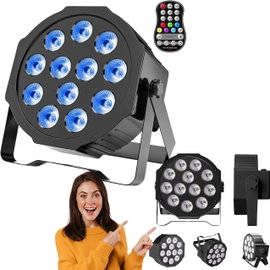 Reflektor sceniczny LED RGBW akumulator 12 LED pilot PAR bezprzewodowy