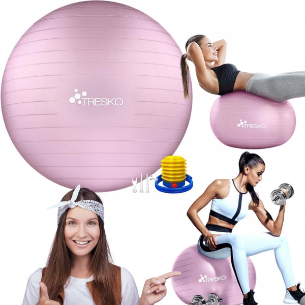 Piłka gimnastyczna TRESKO 75 cm do fitnessu jogi pilatesu 300 kg z pompką