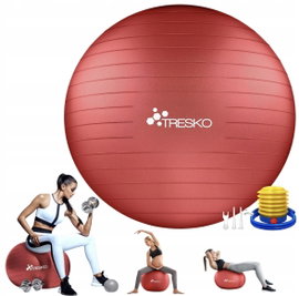 Piłka Gimnastyczna TRESKO 85cm z Pompką Fitness Joga czerwona materiał PCV