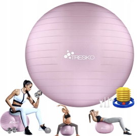 Piłka Gimnastyczna TRESKO 85cm Anty-wybuchowa z Pompką Fitness Joga różowa