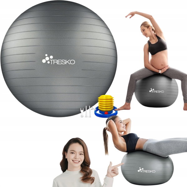 Piłka gimnastyczna TRESKO 65 cm do fitnessu jogi pilatesu 300 kg z pompką