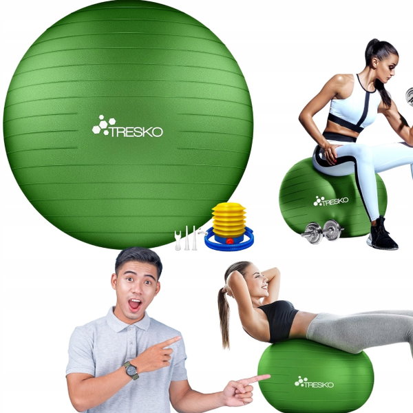 Piłka gimnastyczna TRESKO 85 cm do fitnessu jogi pilatesu 300 kg z pompką