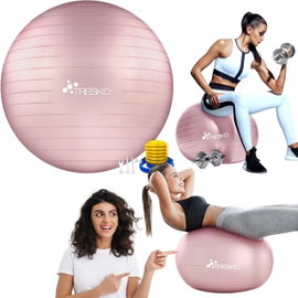 Piłka gimnastyczna TRESKO 65 cm do fitnessu jogi pilatesu 300 kg z pompką