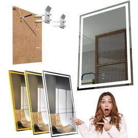 Lustro łazienkowe LED KWW 50x70 cm podświetlane przeciwmgielne ściemniane