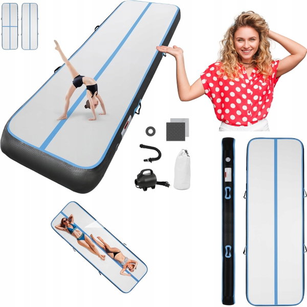 Mata gimnastyczna AirTrack 300x100x20 cm dmuchana z pompką elektryczną