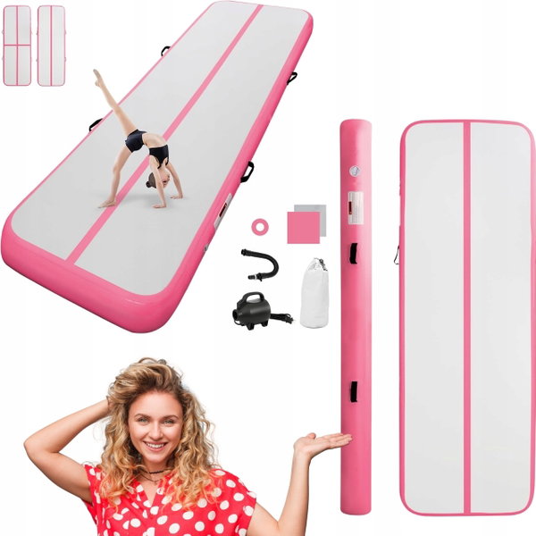 Mata gimnastyczna AirTrack 300x100x20 cm dmuchana z pompką elektryczną
