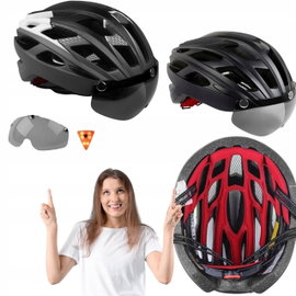 Kask rowerowy KINGLEAD KL-19 LED wizjer UV400 rozmiar M/L 57-62 cm czarny