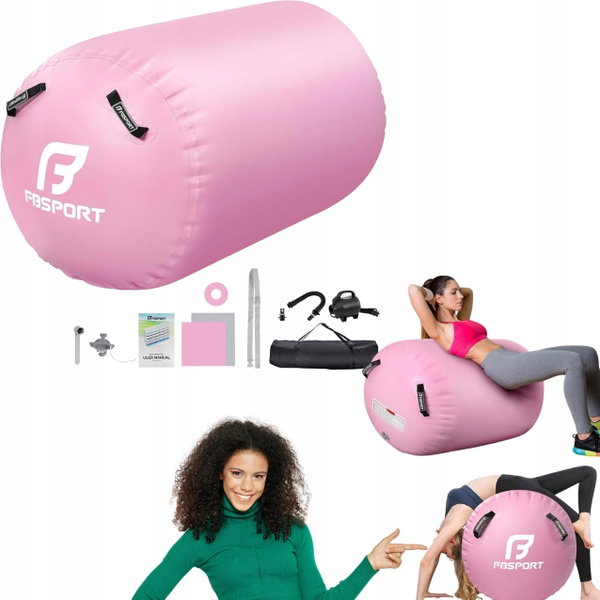 Nadmuchiwany wałek gimnastyczny FBSPORT Air Roller 120 × 75 cm z pompką