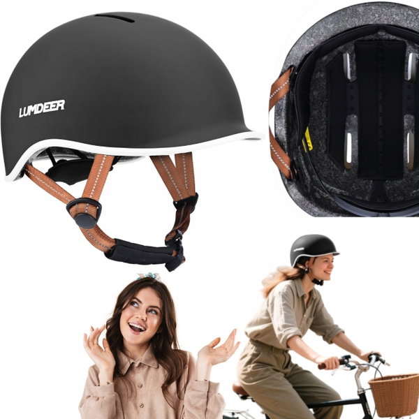 Kask rowerowy LUMDEER miejski lekki unisex regulowany rozmiar 58-60 cm