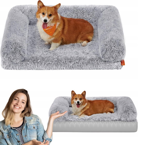 Legowisko dla psa Feandrea FluffyHug 91x68 cm plusz ortopedyczne XXL szare