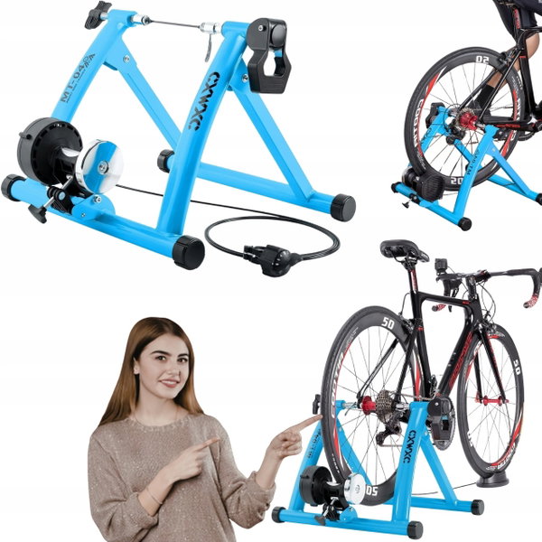 Trenażer rowerowy CXWXC składany 6 stopniowy do rowerów 26-29" niebieski