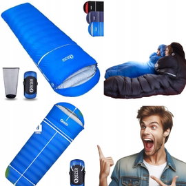 Śpiwór puchowy 12°C 600 FP 220×80 cm zimowy trekkingowy niebieski ciepły