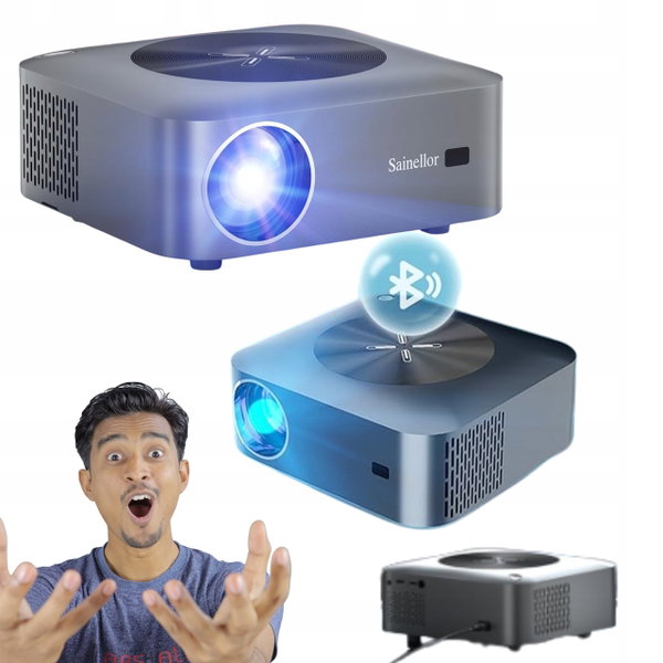Projektor 4K Sainellor z systemem Android 12 WiFi 6 Bluetooth 500 ANSI