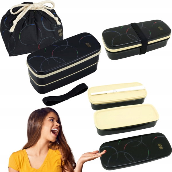 Lunchbox pojemnik na jedzenie OSK PW-28C 2-poziomowy z torbą i pałeczkami