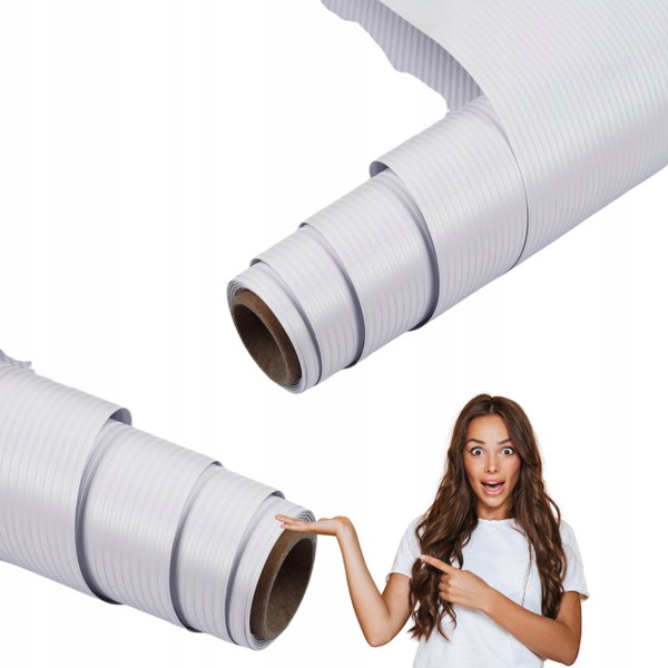 Samoprzylepna tapeta na ściane MyforHD 40 x 1000 cm biała PVC wodoodporna