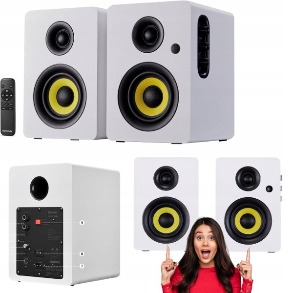 Głośniki półkowe aktywne Sanyun SW206 80 W łączność Bluetooth 5.4 białe