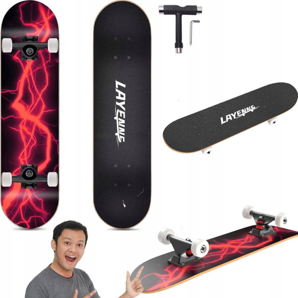Deskorolka drewniana 79x20 cm klonowa ABEC-11 do 150 kg udźwigu czarna