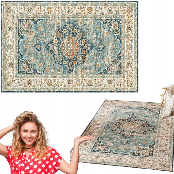 Dywan do salonu w stylu vintage duży 120x170 cm antypoślizgowy stylowy