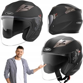 Kask motocyklowy YEMA YM-627 z podwójnym wizjerem matowy czarny rozmiar M