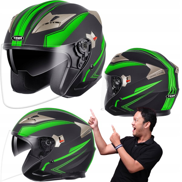 Kask motocyklowy YEMA YM-627 z podwójnym wizjerem ECE 22.06 rozmiar L 59-60
