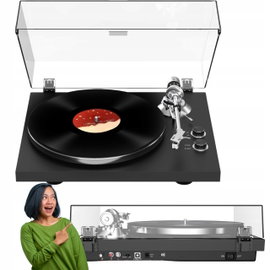 Gramofon winylowy łączność Bluetooth Hi-Fi z napędem paskowym stylowy 33/45