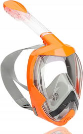 Maska do nurkowania pełnotwarzowa z rurką pomarańczowa S/M FlyBoo