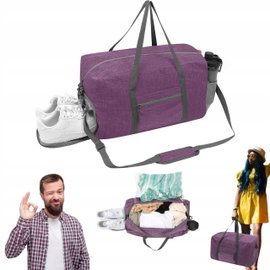 Sportowa torba 35 litrów składana kieszenie fioletowa LC BAG