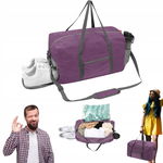 Sportowa torba 35 litrów składana kieszenie fioletowa LC BAG