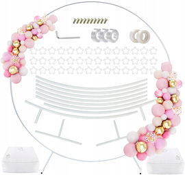 Zestaw okrągłych łuków balonowych biały metalowy 1,8 metra PILIN