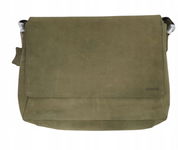 Skórzana torba listonoszka na ramię unisex LEABAGS, laptop do 15" - khaki