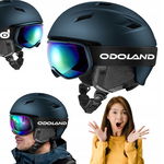 Kask narciarski z goglami unisex ochrona UV400 Odoland niebieski r.M