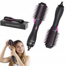 Jonowa okrągła szczotka do włosów na gorące powietrze LANDOT czarny