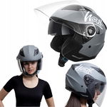 Kask motocyklowy L 59-60cm uniseks oddychający podwójny wizjer szary Westt