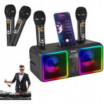 Zestaw do karaoke z 2 mikrofonami, głośnik 20 W RGB Bluetooth USB ALPOWL