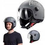 Westt Kask motocyklowy otwarty XL 60-61 cm dla kobiet i mężczyzn szary