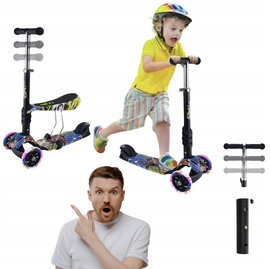 Hulajnoga dziecięca 3 w 1 ze zdejmowanym siedziskiem i kółkami LED NUKied