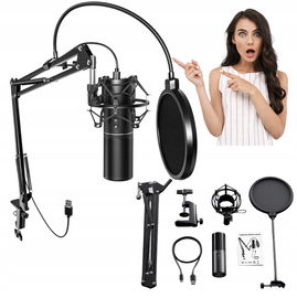 Mikrofon pojemnościowy do gier USB Tonor Q9 ze stojakiem i filtrem Pop