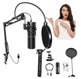 Mikrofon pojemnościowy do gier USB Tonor Q9 ze stojakiem i filtrem Pop