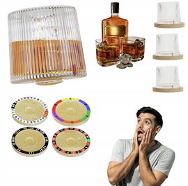 Zestaw 4 szklanek obrotowych do whisky Smiths Mason Jars 180ml podkładkami