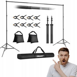 Stojak na tło fotograficzne EMART 2x3 m z zaciskami i workami na piasek