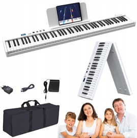 Składane pianino z 88 klawiszami pełnowymiarowymi koloru białego OYAYO