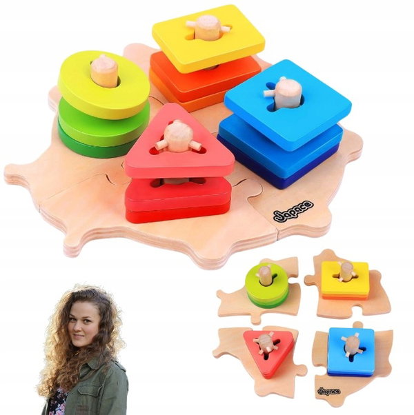 Zabawka dla dzieci geometryczne klocki do sortowania Japace Montessori