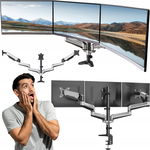 Potrójny stojak na monitory HUANUO ergonomia regulacja komfort użytkowania